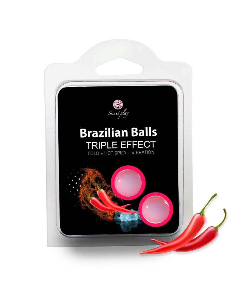 2 boules de massage brésiliennes triple effet froid, chaud et vibration 